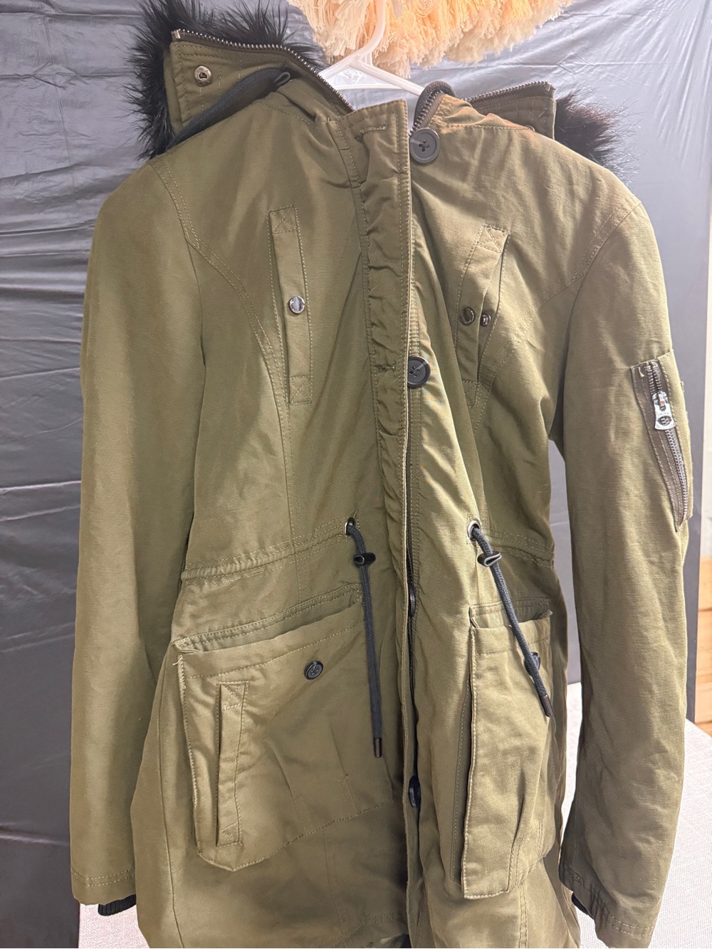 Lucky Brand Olive Green Hooded Parka Jacket size small